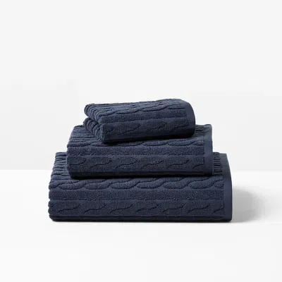 Polo Ralph Lauren Sanders Cable Bath Towels In Club Navy