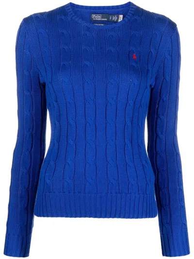 POLO RALPH LAUREN POLO RALPH LAUREN SAPPHIRE BLUE CABLE KNIT SWEATER