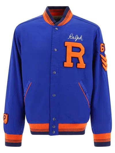 Polo Ralph Lauren Satin Baseball Bomber Jacket In Blue