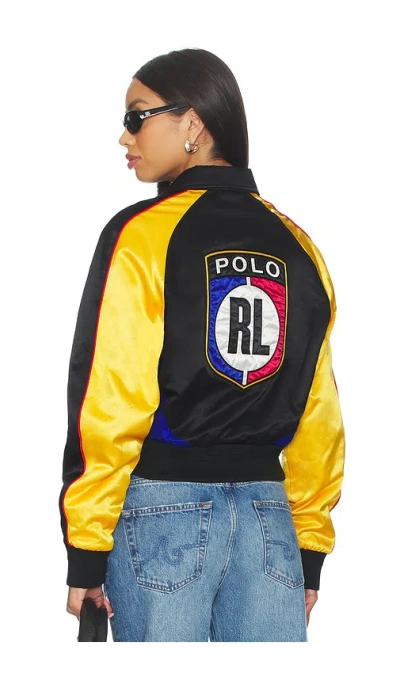 Polo Ralph Lauren Satin Bomber Jacket In Multi