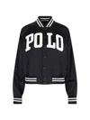 Polo Ralph Lauren Satin Bomber Jacket With Contrast Details In Black