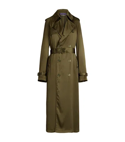 Polo Ralph Lauren Satin Carlton Trench Coat In Green