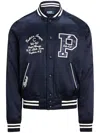 Polo Ralph Lauren Logo-appliqué Satin Bomber Jacket In Blue