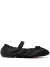 Polo Ralph Lauren Satin-finish Leather Ballerinas In Black