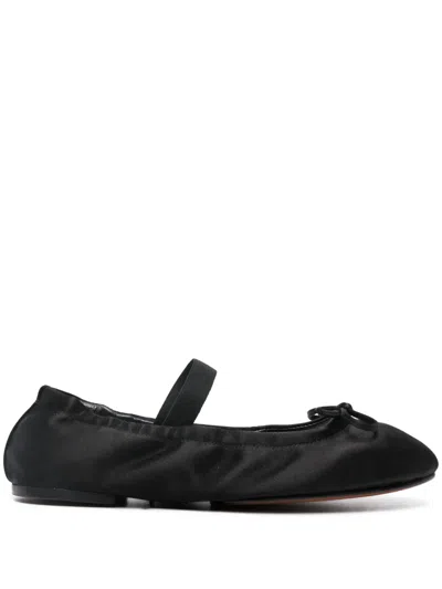 Polo Ralph Lauren Satin-finish Leather Ballerinas In Black