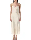 Polo Ralph Lauren Slip Satin Midi Dress In Beige
