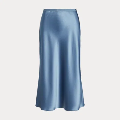 Polo Ralph Lauren Satin Midi Skirt In Blue