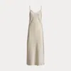 Polo Ralph Lauren Satin Midi Slip Dress In Gold