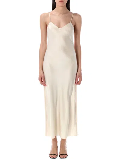 Polo Ralph Lauren Slip Satin Midi Dress In White