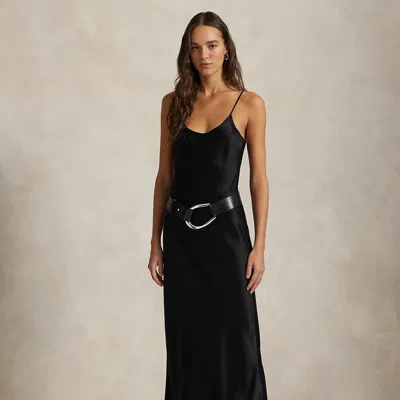 Polo Ralph Lauren Satin Slip Dress In Polo Black In Gray