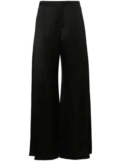 Polo Ralph Lauren Linen Blend Split Wide Pants In Black