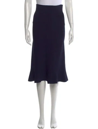 Pre-owned Polo Ralph Lauren Scalloped Accent Midi Length Skirt In Blue