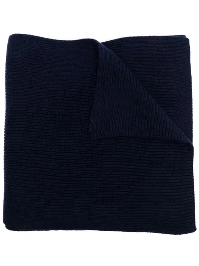 Polo Ralph Lauren Textured Knit Scarf In Rich Black Wool