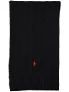 Polo Ralph Lauren Signature Pony Wool Scarf In Black