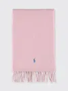 Polo Ralph Lauren Wool Scarf With Fringe Trim And Logo In Pink