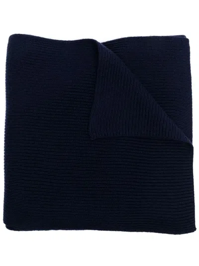 Polo Ralph Lauren Textured Knit Scarf In Rich Black Wool