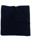 Polo Ralph Lauren Ribbed Knit Wool Scarf In Blue
