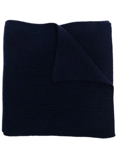 Polo Ralph Lauren Textured Knit Scarf In Rich Black Wool