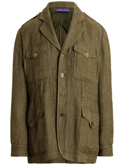 Polo Ralph Lauren Schmitt Herringbone Silk And Linen-blend Tweed Blazer In Green