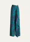 Polo Ralph Lauren Schmitt Paisley-print Drape Wide-leg Pants In Blue Mu