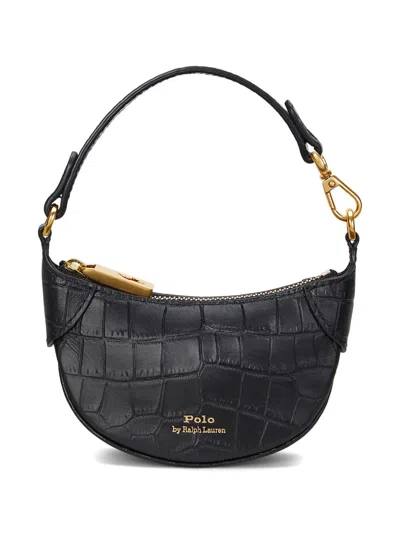 Polo Ralph Lauren Schultertasche Mit Kroko-effekt In Schwarz