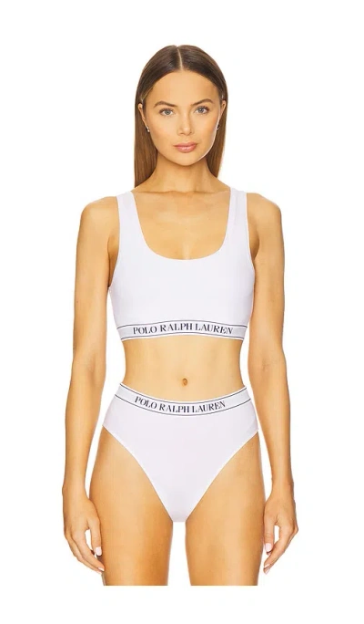 Polo Ralph Lauren Scoop Cropped Tank In White Cloud