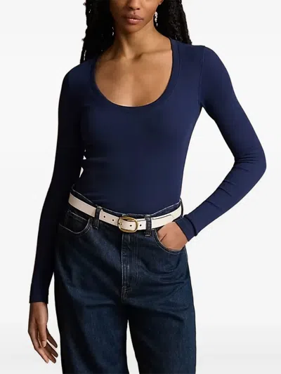Polo Ralph Lauren Scoop-neck Long-sleeve Top In Blue