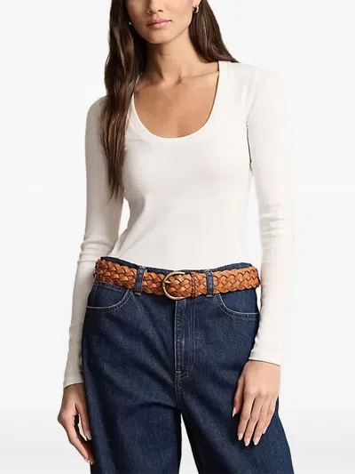Polo Ralph Lauren Scoop-neck Long-sleeve Top In White