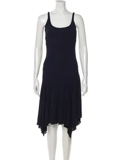 Pre-owned Polo Ralph Lauren Scoop Neck Midi Length Dress In Blue