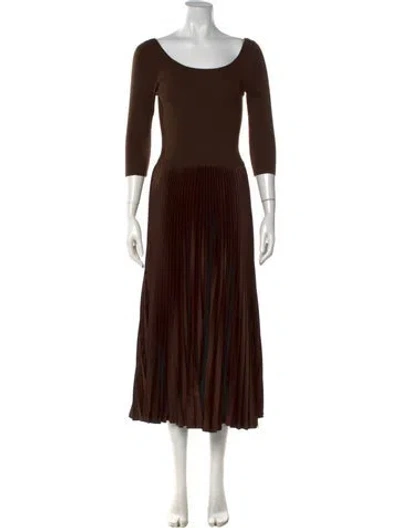 Pre-owned Polo Ralph Lauren Scoop Neck Midi Length Dress In Brown