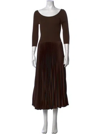 Pre-owned Polo Ralph Lauren Scoop Neck Midi Length Dress In Brown