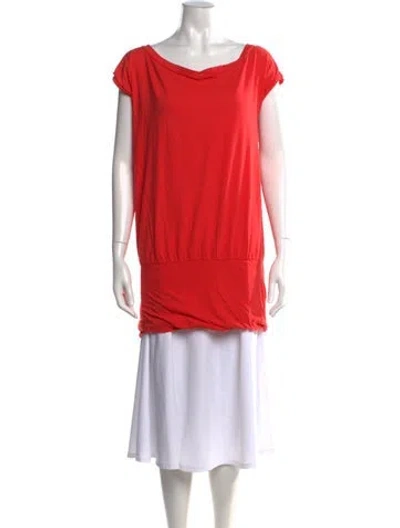 Pre-owned Polo Ralph Lauren Scoop Neck Midi Length Dress In Red