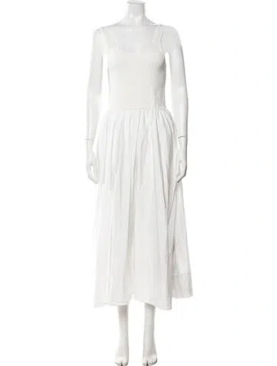 Pre-owned Polo Ralph Lauren Scoop Neck Midi Length Dress In White