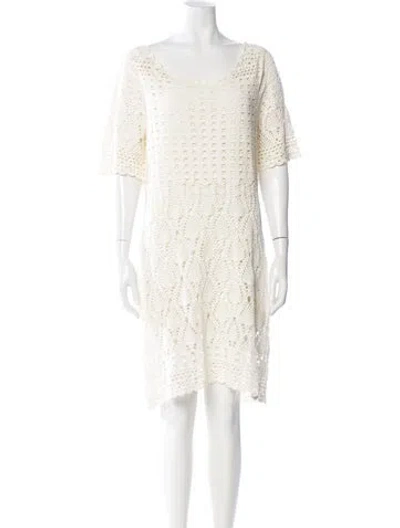 Pre-owned Polo Ralph Lauren Scoop Neck Mini Dress In Neutral