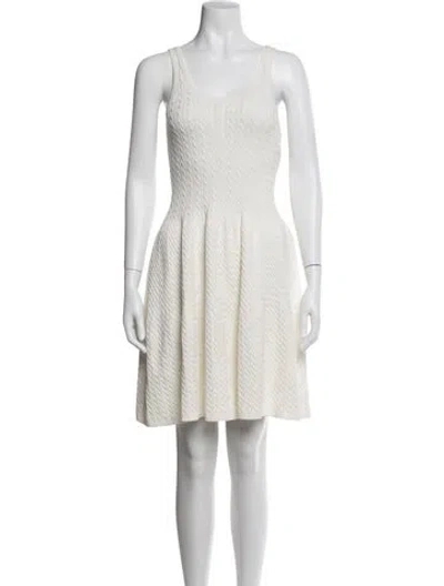 Pre-owned Polo Ralph Lauren Scoop Neck Mini Dress In Neutrals