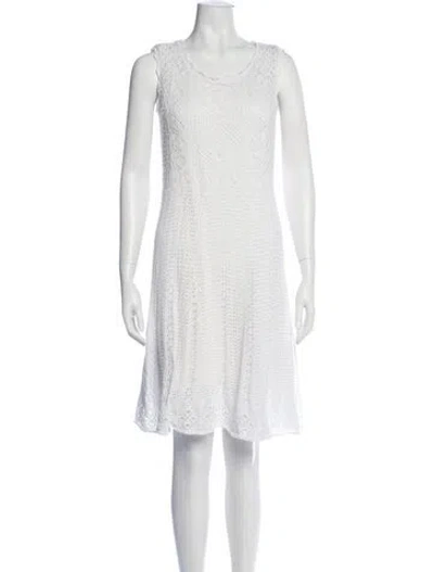 Pre-owned Polo Ralph Lauren Scoop Neck Mini Dress In White