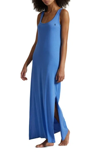 Polo Ralph Lauren Scoop Neck Sleeveless Cotton Nightgown In Blue