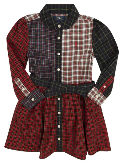 Polo Ralph Lauren Kids' Scottish Cotton Patchwork Chemisier In Red