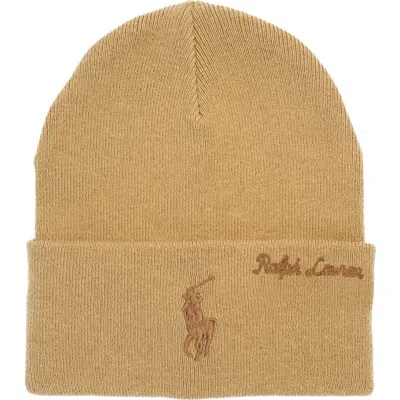 Polo Ralph Lauren Scripted Pony Beanie In Brown