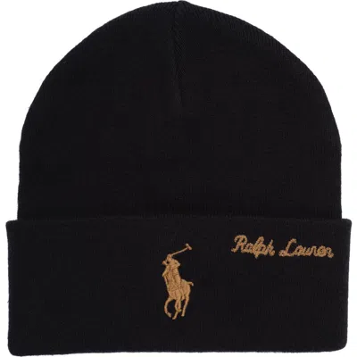 Polo Ralph Lauren Scripted Pony Beanie In Black