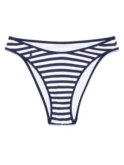 Polo Ralph Lauren Lauren Ralph Lauren High Leg Scoop Waist Bikini Bottom In Blue