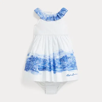 Polo Ralph Lauren Babies' Seaside-print Cotton Dress & Bloomer In Seashore Scenic Border