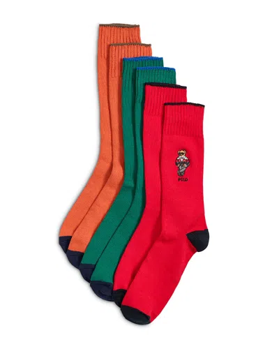 Polo Ralph Lauren Seasonal Bears Crew Socks, Pack Of 3 In Multi
