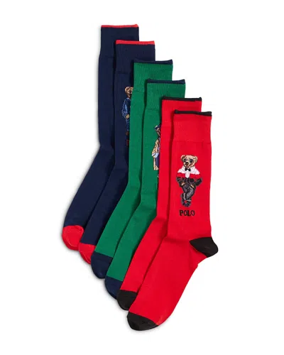 Polo Ralph Lauren Seasonal Bears Crew Socks, Pack Of 3 In Multi