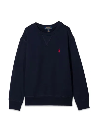 Polo Ralph Lauren Seasonal Fleece Long Sleeve Knit Top For Boys In Blue