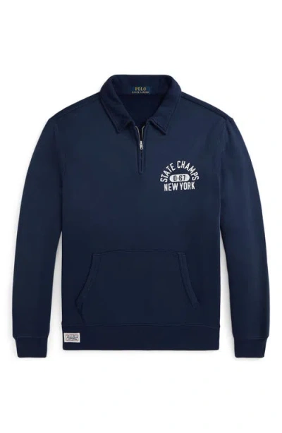 Polo Ralph Lauren Seasonal Fleece Quarter Zip Pullover In Cruise Navy