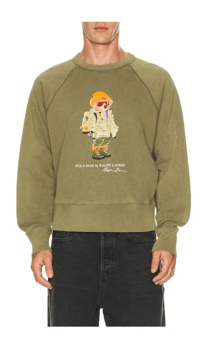 Polo Ralph Lauren Seasonal Fleece Red Rocks Bear Crewneck Sweatshirt In Green