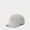 Polo Ralph Lauren Seersucker Ball Cap In Gray