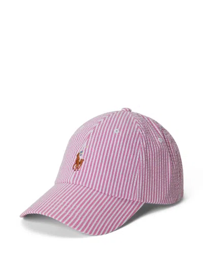 Polo Ralph Lauren Seersucker Baseball Cap In Pink