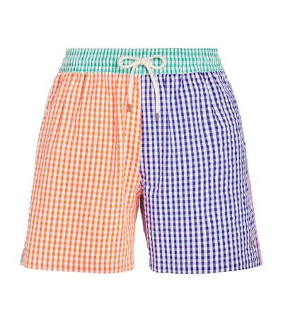 Polo Ralph Lauren Seersucker Check Traveller Swim Shorts In Multi